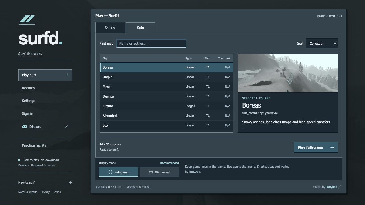 CS Surf browser project running a surf course