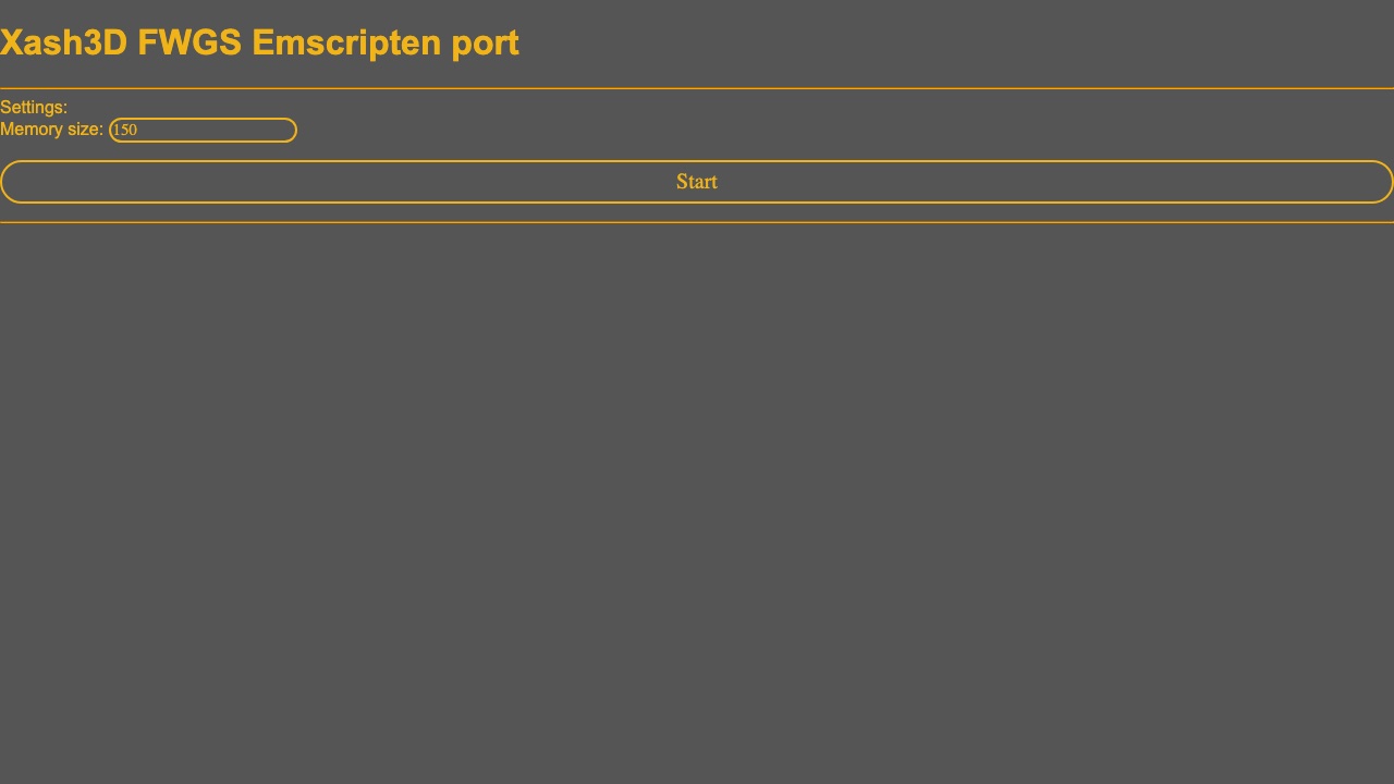Half-Life Xash3D Emscripten project launcher page