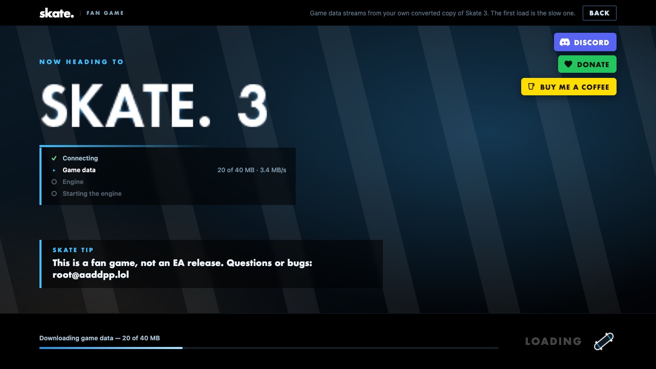 Skate 3 fan project loading screen